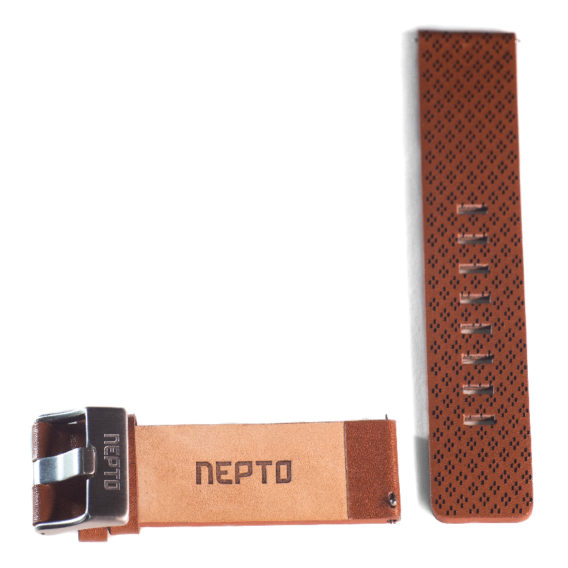 Nepto Cuir Marron Piqué 22mm – Démontage Rapide