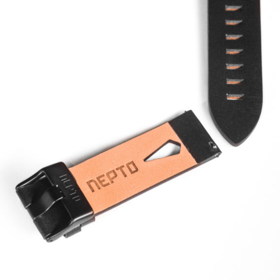 Nepto Cuir Noir Perforé 22mm – Démontage Rapide