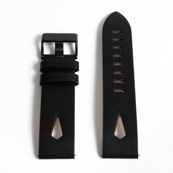 Nepto Cuir Noir Perforé 22mm – Démontage Rapide