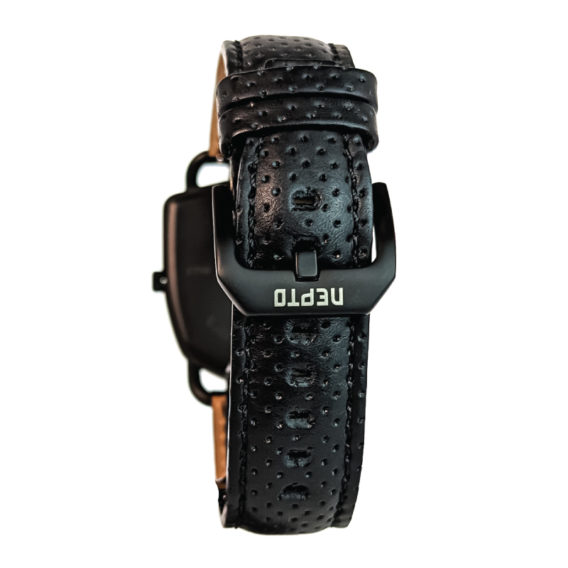 Nepto Montre Black Reverso – Cuir Noir Trafforato
