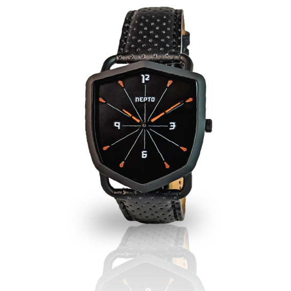 nepto Montre Black Reverso – Cuir Noir Trafforato