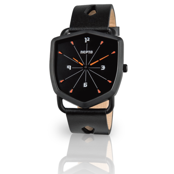 nepto Montre Black Reverso – Cuir Perforé Noir