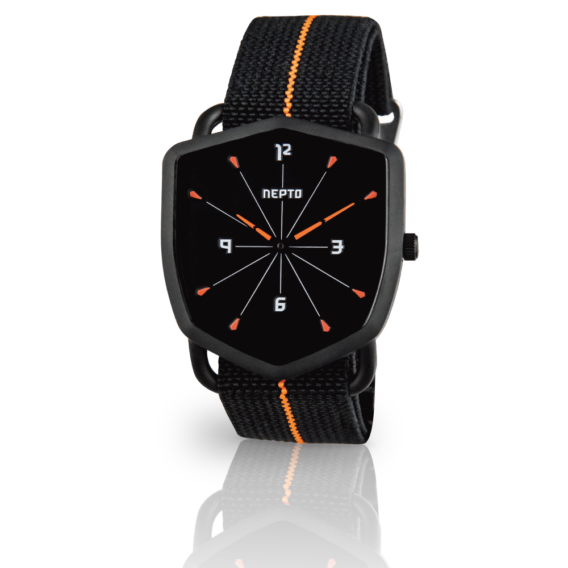 nepto Montre Black Reverso – Nato Nylon Noir/Orange