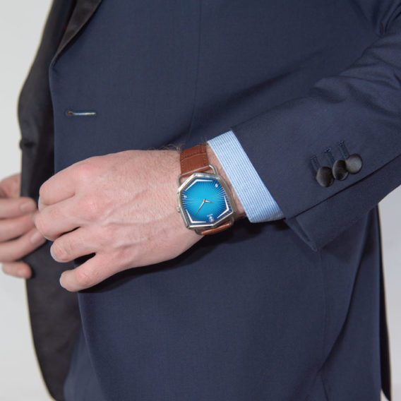 Nepto Montre Blue Ocean – Cuir Croco Marron