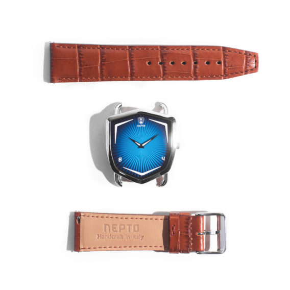 Nepto Montre Blue Ocean – Cuir Croco Marron