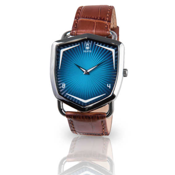 nepto Montre Blue Ocean – Cuir Croco Marron