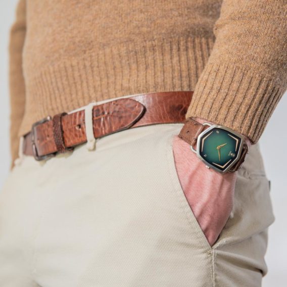 Nepto Montre Green Spectra – Cuir Autruche Marron