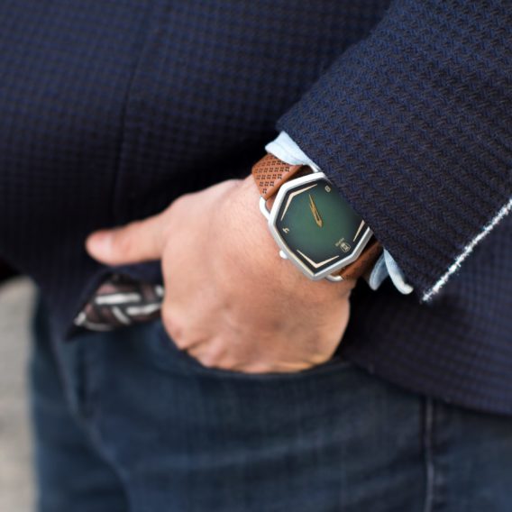 Nepto Montre Green Spectra – Cuir Marron Piqué
