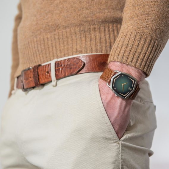 Nepto Montre Green Spectra – Cuir Marron Piqué
