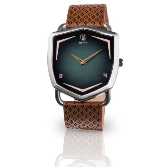 nepto Montre Green Spectra – Cuir Marron Piqué