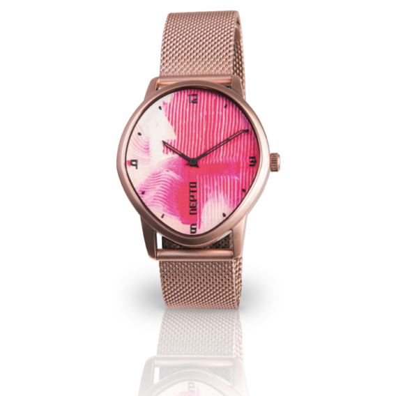 nepto Montre Pink Brush – Mesh Métal Or Rose