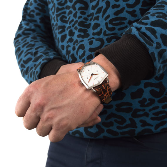 Nepto Montre White Reverso – Cuir Léo Orange