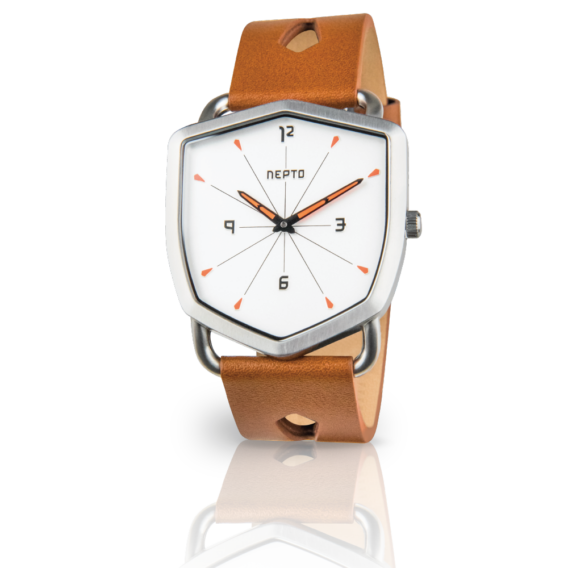 nepto Montre White Reverso – Cuir Perforé Marron
