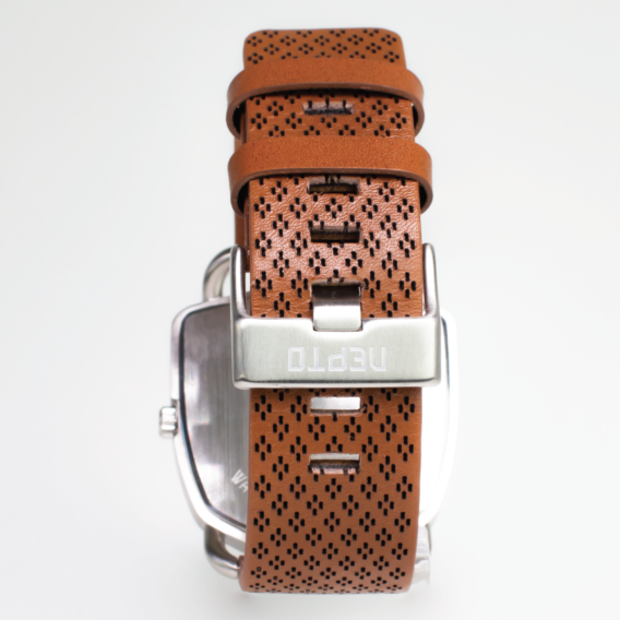 Nepto Montre White Reverso – Cuir Piqué Marron