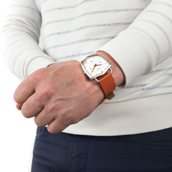 Nepto Montre White Reverso – Cuir St Alce Orange