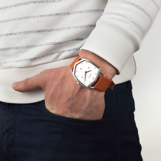 Nepto Montre White Reverso – Cuir St Alce Orange