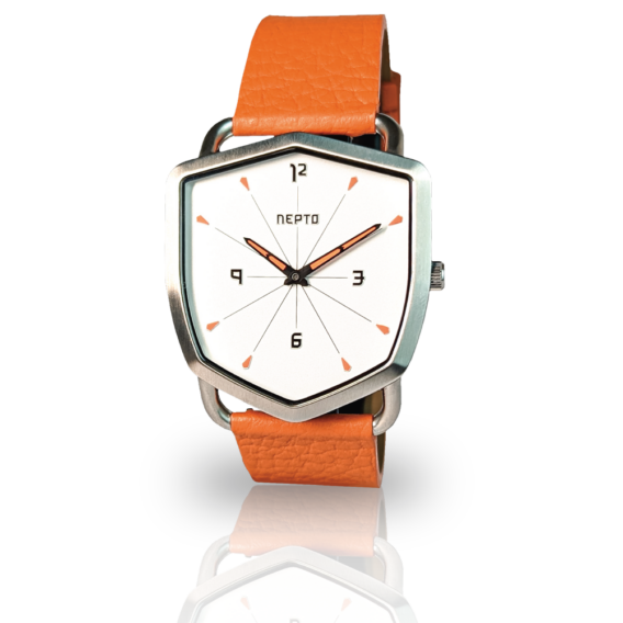 nepto Montre White Reverso – Cuir St Alce Orange