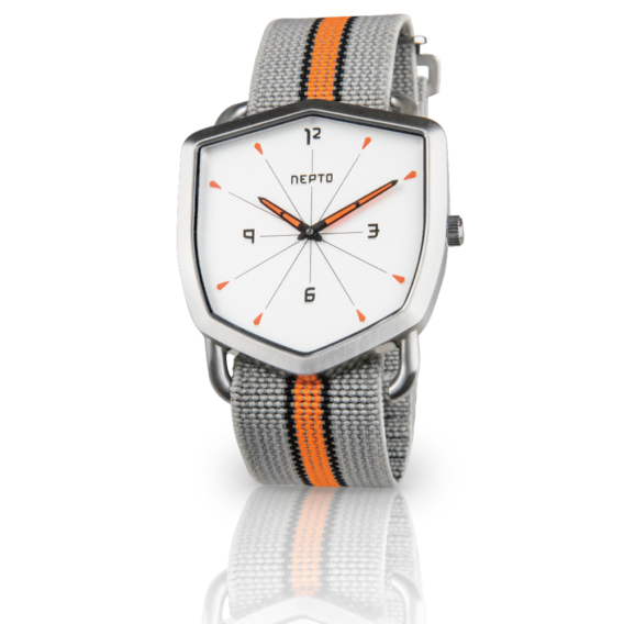 nepto Montre White Reverso – Nato Nylon Gris/Orange