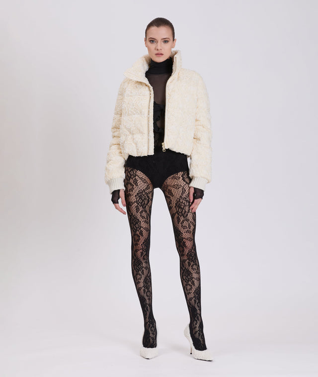 Nicole Benisti JUIN EN DENTELLE FLORALE VESTE BOMBER EN DENTELLE FLORALE