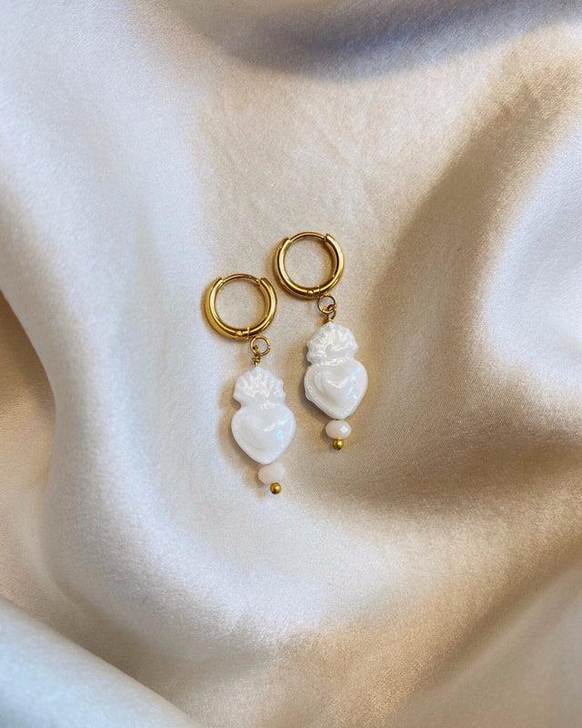 nina des criquets Boucles d'oreilles "LALY" Blanches
