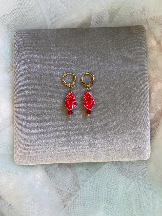 Nina Des Criquets Boucles D'oreilles "LALY" Rouges