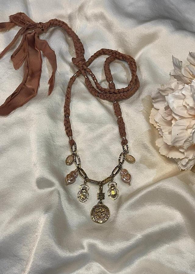 nina des criquets Collier "ÉBONY" Terracotta