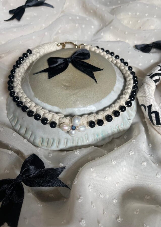 nina des criquets Collier "GEORGES" Onyx Noire