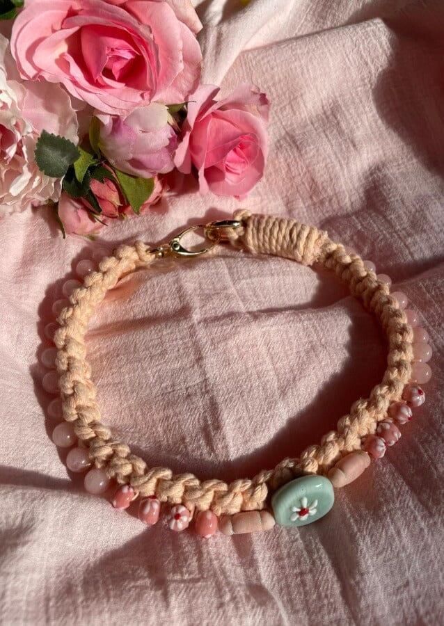 nina des criquets Collier "GEORGES" Quartz Rose