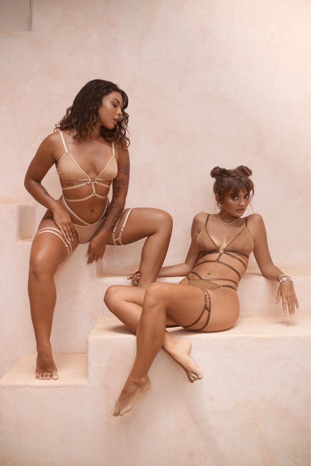 Nina Des Criquets Ensemble "AMINA" Nude Et Chocolat