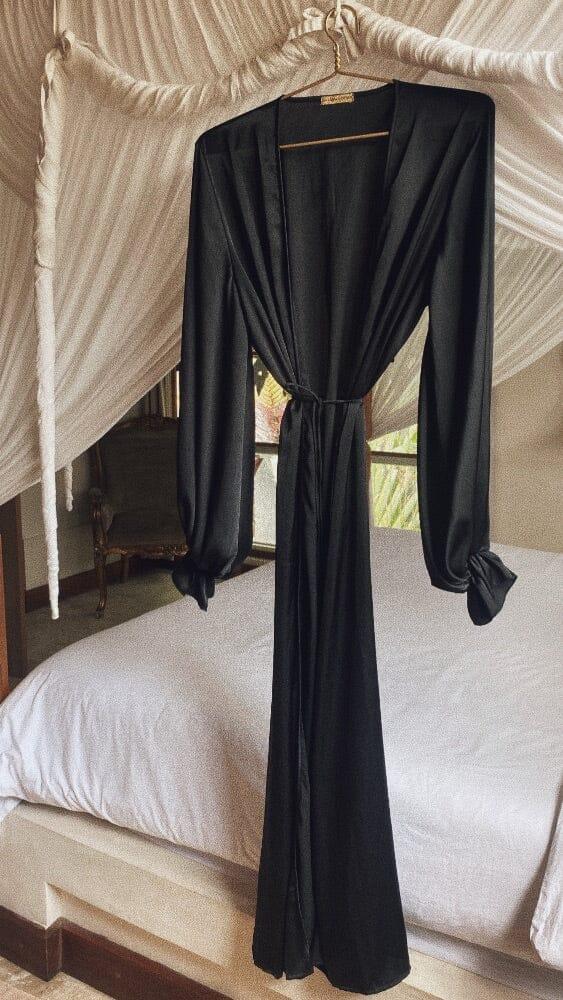 nina des criquets Kimono "ANDRÉE" Satin Noir