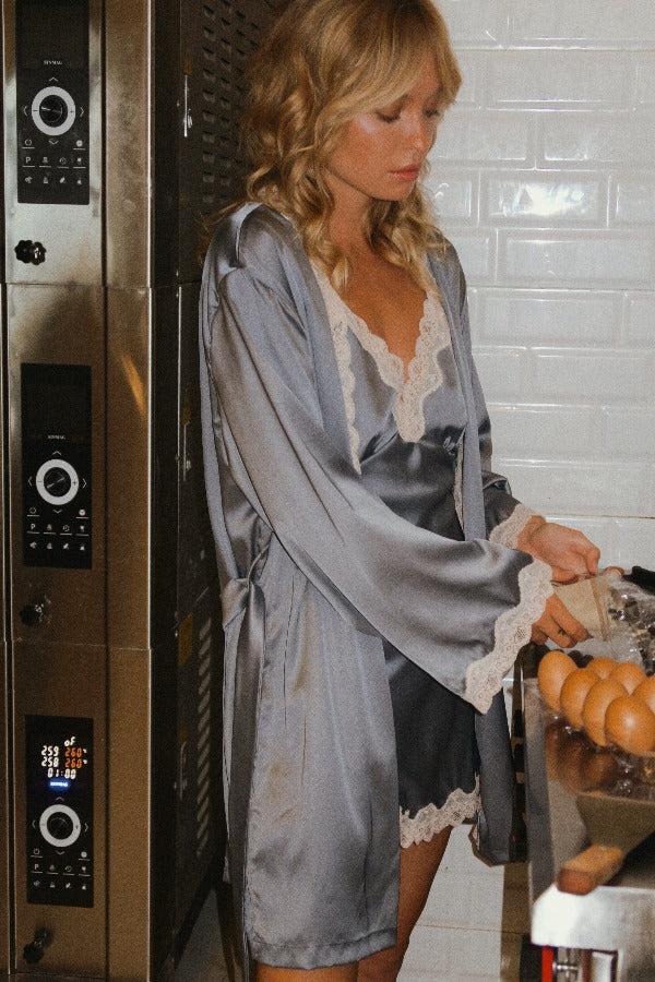 nina des criquets Kimono "MADELEINE" Bleu Ciel