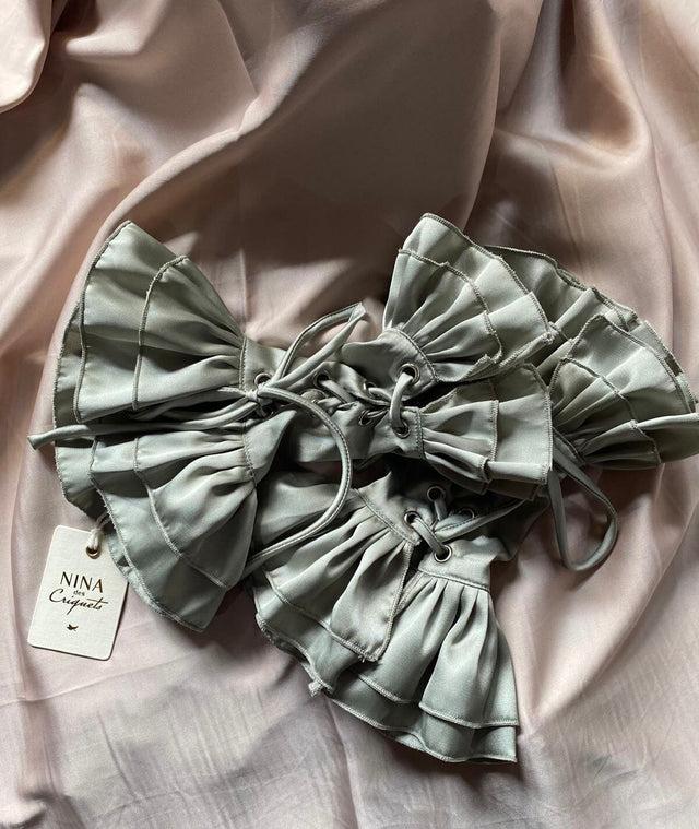 nina des criquets Manchettes "JULIETTE" sauge