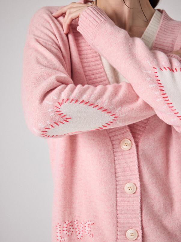 Notshy Cardigan Cachemire Rose Cardigan Cachemire 2 Fils Jauge 12