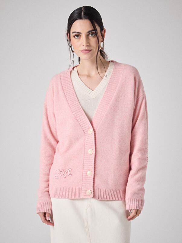 Notshy Cardigan Cachemire Rose Cardigan Cachemire 2 Fils Jauge 12