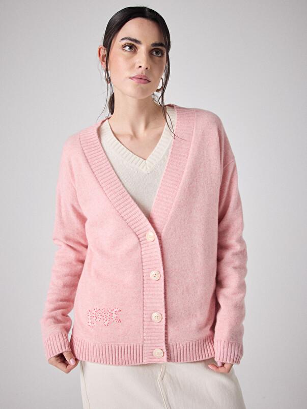 notshy Cardigan cachemire Rose Cardigan cachemire 2 fils jauge 12
