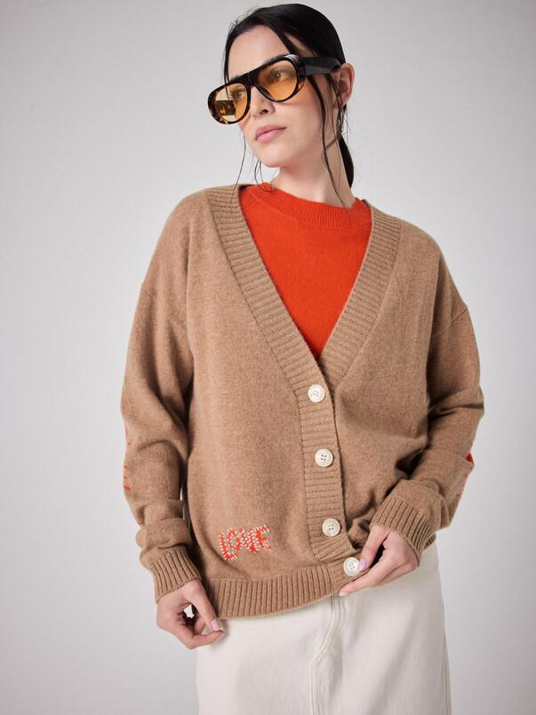 notshy Cardigan cachemire Rose Cardigan cachemire 2 fils jauge 12