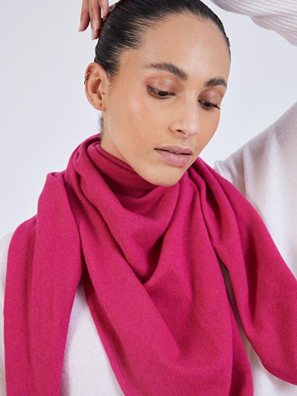 Notshy Echarpe Cachemire Eléonore Echarpe Rose Femme En Cachemire 2 Fils 12GG Forme Triangle