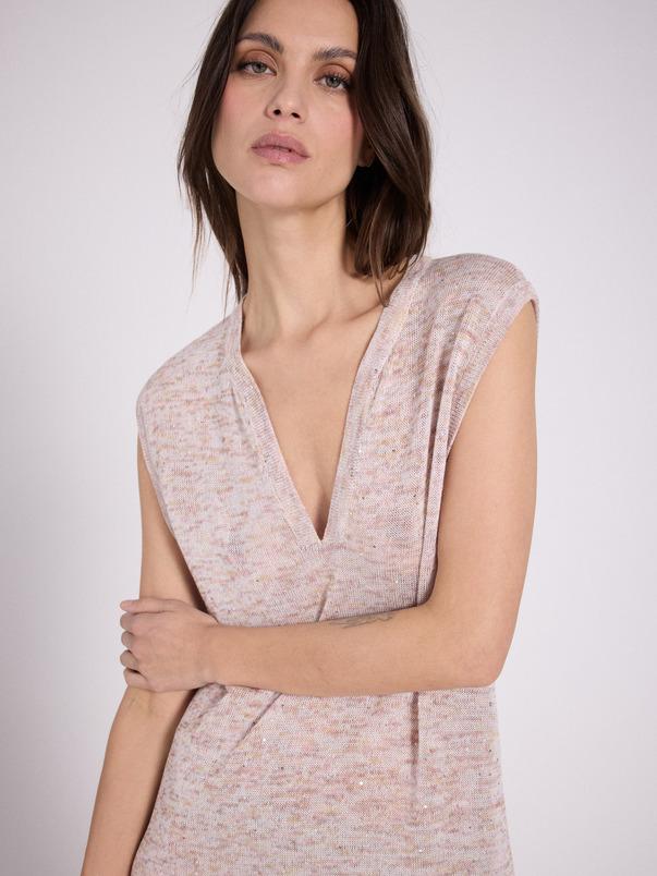 Notshy Robe Longue Lesia Robe Coton Lin Polyamide Et Sequins