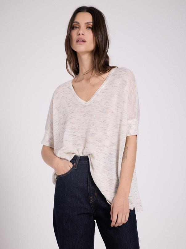 Notshy T-shirt Poncho Margot T-shirt Coton Lin Polyamide Et Sequins