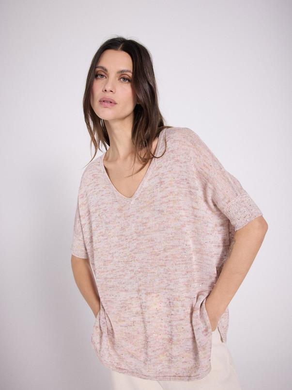 Notshy T-shirt Poncho Margot T-shirt Coton Lin Polyamide Et Sequins