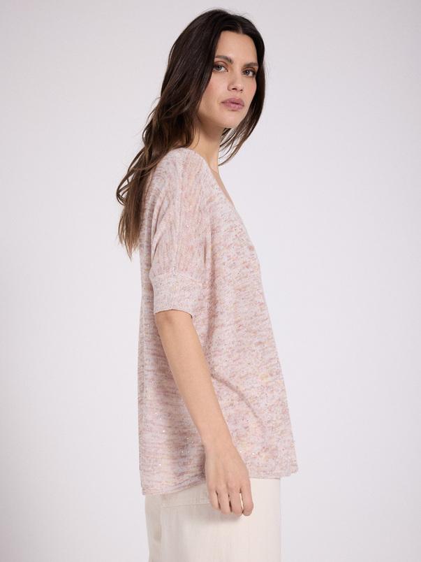 Notshy T-shirt Poncho Margot T-shirt Coton Lin Polyamide Et Sequins