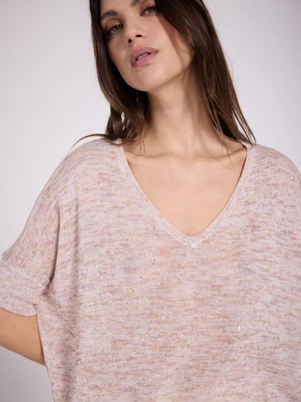 notshy T-shirt poncho Margot T-shirt coton lin polyamide et sequins