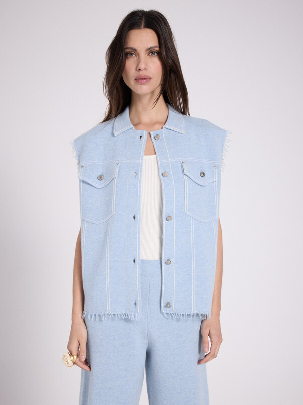 Notshy Veste Sans Manches Cachemire Elesa Veste Cachemire 2 Fils Jauge 12
