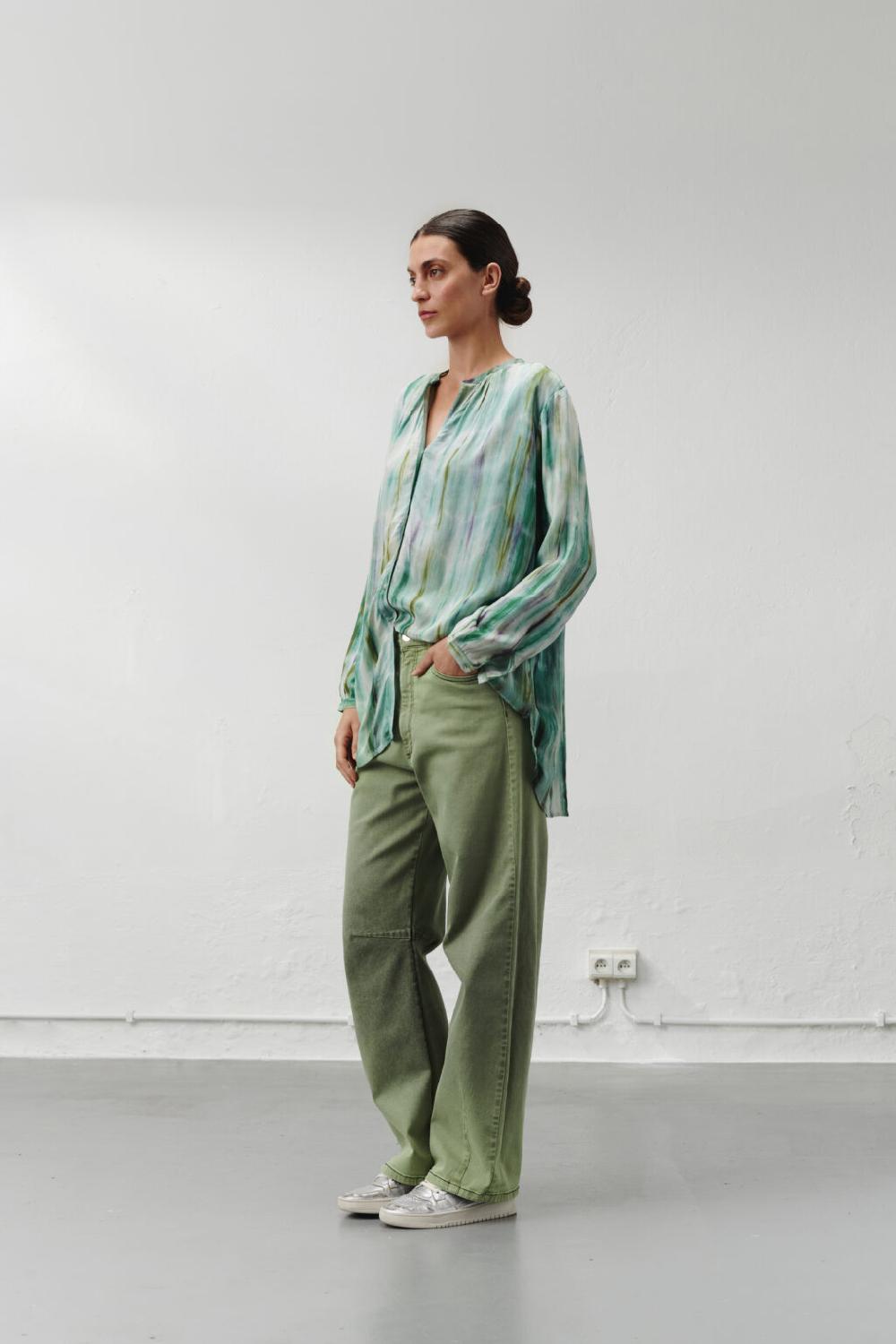 Nous Antwerp LIMA BLOUSE I Straight Lines Aloë Vera
