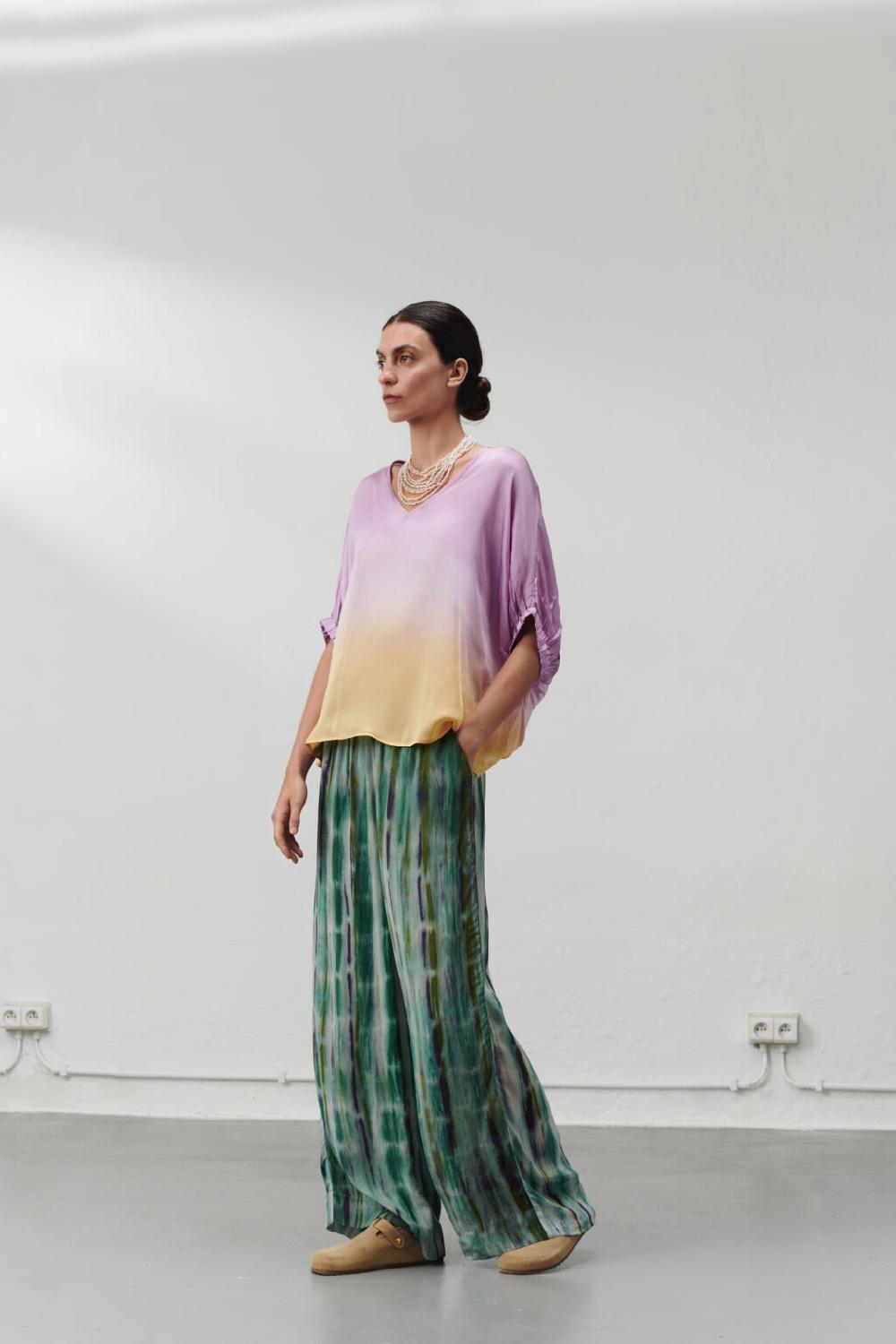 Nous Antwerp MOLLY PANTS I Straight Lines Aloë Vera