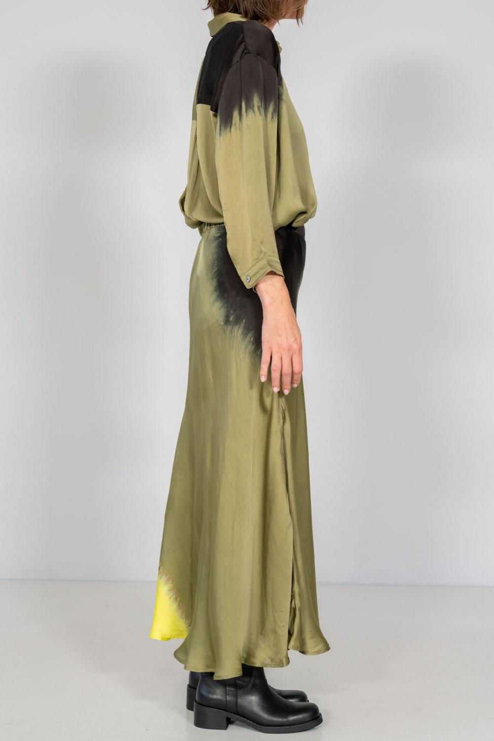 Nous Antwerp CEZANNE SKIRT I Placement Ombre Olive