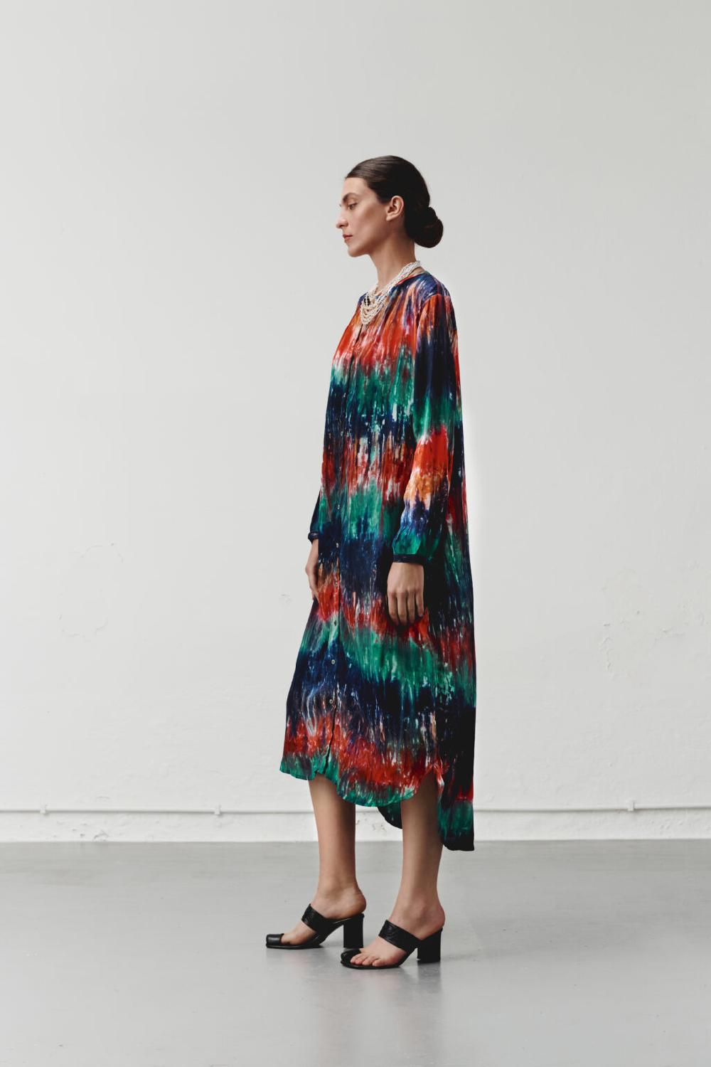 Nous Antwerp LEA DRESS I Multi Lines Rainbow