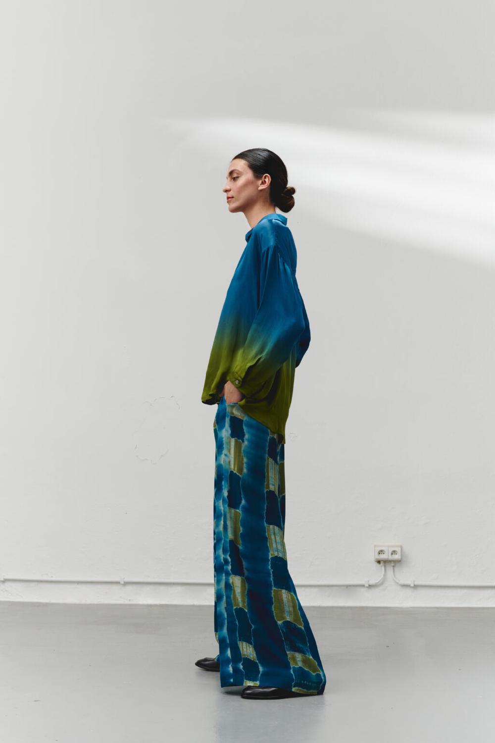 nous antwerp OLLIE PANTS I Irregular Check Indigo