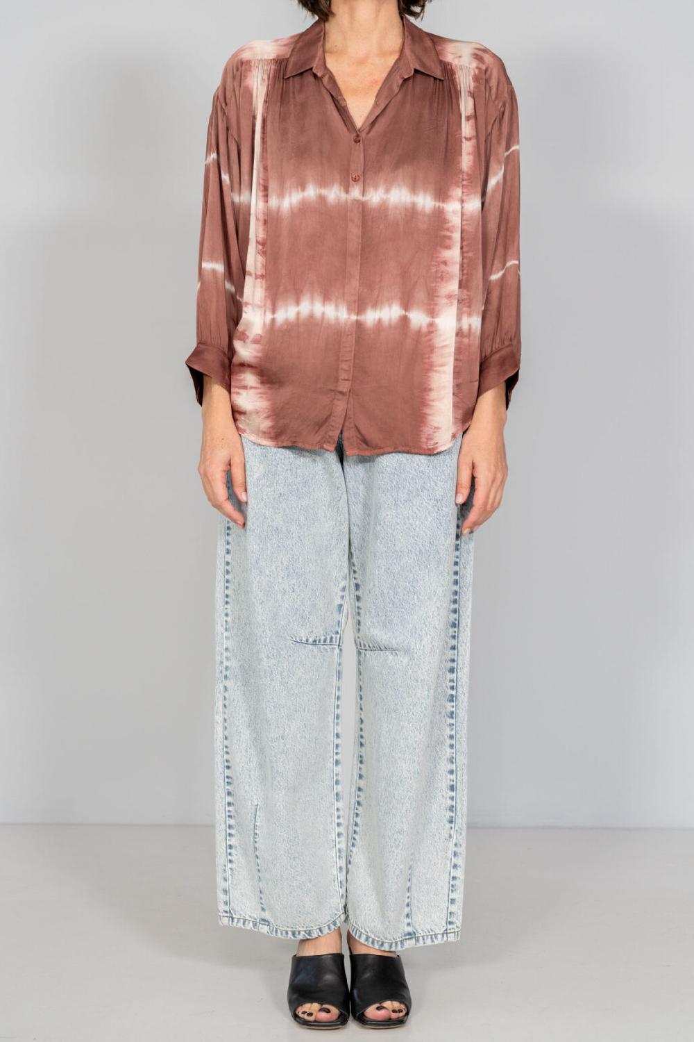 nous antwerp SALLY BLOUSE I Grid Cacao