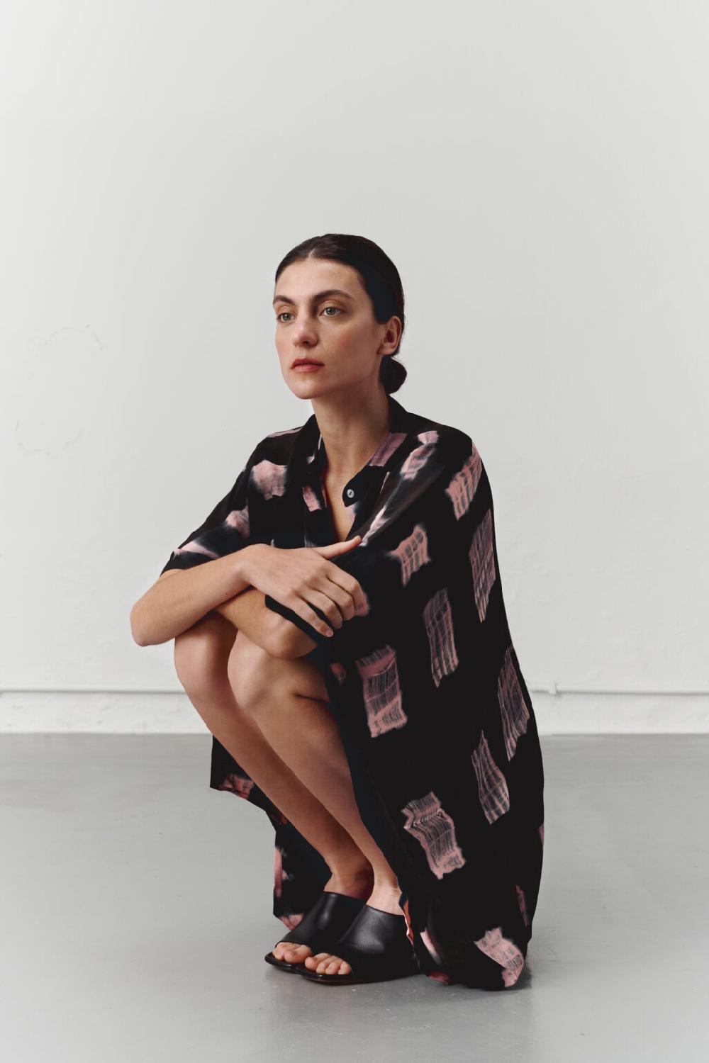 Nous Antwerp SAM KAFTAN I Irregular Check Blackish